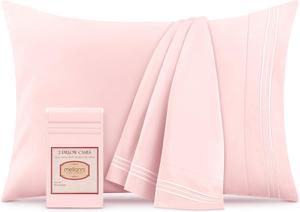 Mellanni Наволочки, комплект из 2 штук, нежно-розовые, размер 51x102 см, застежка-конверт, роскошные, очень мягкие, охлаждающие