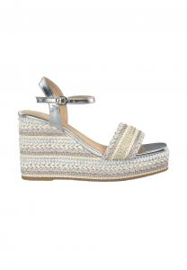 Босоножки на танкетке PUNTERA Y CIERRE CON HEBILLA - High heeled sandals Alma Blue, серебряный