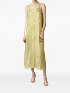 Платье из шелка с металлическим эффектом Petar Petrov, золотой