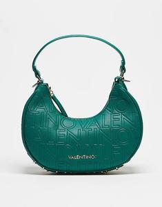 Сумка-седло Valentino Shelby с тиснением и съемным ремнем через плечо, темно-зеленого цвета