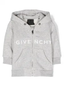Худи на молнии с логотипом Givenchy Kids, серый