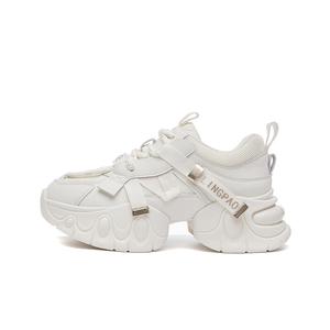 Кроссовки женские толстые низкие Lingpao, бежевый