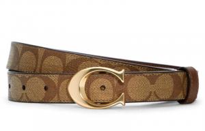 Женский кожаный ремень Coach с принтом, коричневый