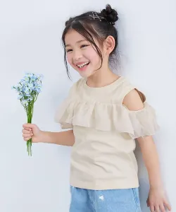 Футболка из шифона с открытыми плечами. Топы-футболки Devirock, цвет Ivory