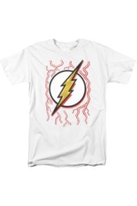 Футболка с коротким рукавом для взрослых DC Comics Flash Airbrush Bolt Gildan, белый