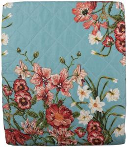 Покрывало Clayre & Eef 240x260 см Синий Розовый Хлопок Полиэстер Прямоугольные Цветы Clayre&Eef