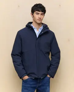 Мужская водоотталкивающая стеганая куртка с капюшоном Easy Wear, темно-синий