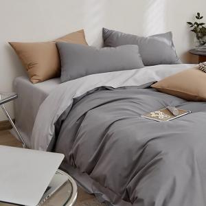 IBDRYKK Комплект постельного белья из мягкого хлопка с застежкой-молнией, однотонный светлый серый Light Gray a