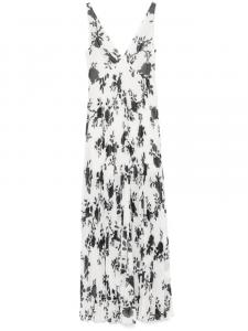 Платье макси из шифона с цветочным принтом Self-Portrait, белый