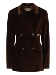 Бархатный блейзер Marni, коричневый