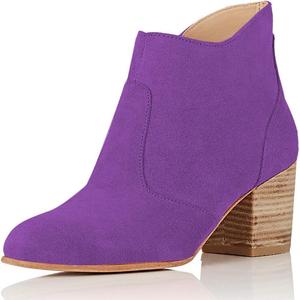 Женские ботильоны YDN с округлым носком, массивным средним каблуком, замшевые с боковой молнией, Purple