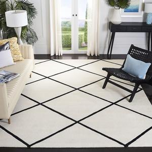 Ковер SAFAVIEH, 214 x 214 см, Chatham Collection, Ivory & Black, ручной работы, ромбовидный узор, шерсть, идеален для помещений с высокой проходимостью в гостиной, спальне (CHT720A)