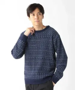 Свободный пуловер из трикотажа, напоминающего твид Union Station, цвет Navy