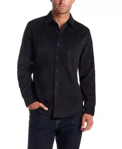 Мужская однотонная вельветовая рубашка с длинным рукавом и пуговицами Vintage & Black, черный