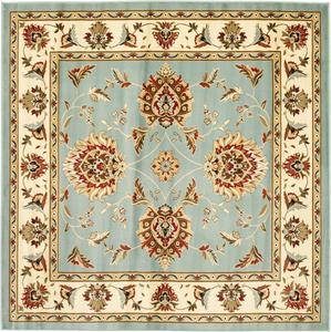 Ковер SAFAVIEH, 201 x 201 см, коллекции Lyndhurst - квадратный, Blue & Ivory, традиционный восточный дизайн, не линяет и прост в уходе, идеален для помещений с высокой проходимостью в гостиной, спальне (LNH555-6512)