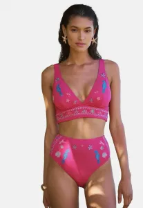 Топ от бикини в форме треугольника Love & Roses, Pink Embroidered Seahorse