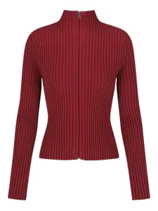 Кардиган на молнии в рубчик Amomento, красный