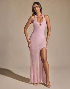 Платье Oh Polly Ianthe с декором на шее и воротником-халтер в лавандово-розовом цвете