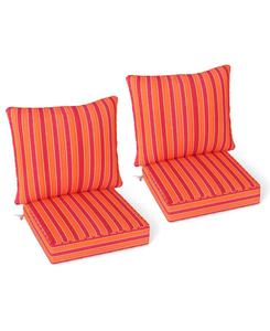 Комплект из 2 подушек для глубоких сидений стула, для использования внутри и снаружи помещений, с веревочными ремнями Gymax, Orange