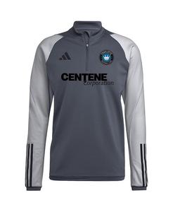 Мужская серая тренировочная футболка с молнией в четверть Charlotte FC 2023 On-Field AEROREADY adidas, серый