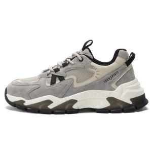 Черные мифические утепленные кроссовки на высокой подошве Low Top Chunky для мужских в цвете Ancient City Gray JEEP SPIRIT, Premium Feel-светло-коричневыйy[Genuine Leather Dual Mesh]