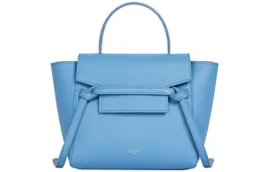 Сумка через плечо из зернистой телячьей кожи небесно-голубого цвета CELINE