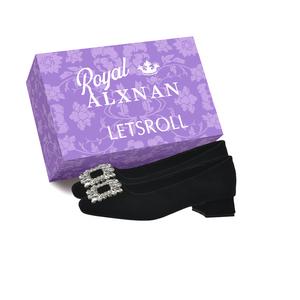 Alxnan Женские повседневные туфли на один каблук - черные с коробкой, цвет Black+Box