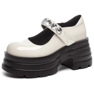 DAPHNE Туфли Мэри Джейн на массивном каблуке, женские, бежевые