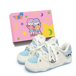 Женские скейтерские кеды Low Top бело-голубые В комплекте коробка LIANGHUO