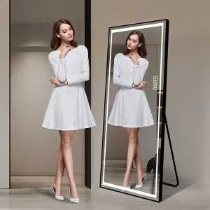 Зеркало Streamdale во весь рост со светодиодной подсветкой и подставкой, серебристое зеркало HD 4 мм Streamdale Furniture, black