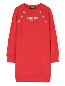 Платье-толстовка с пуговицами Balmain Kids, красный