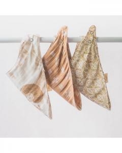 Муслиновый нагрудник Crane Baby Kendi Safari, набор из 3 штук — для возраста 0–36 месяцев, коричневый/бежевый