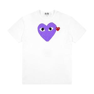 Футболка Comme des Garçons PLAY Red Emblem Heart, цвет Белый/Фиолетовый