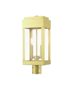 Уличный фонарь York 2 Lights на столбе Livex, gold-tone