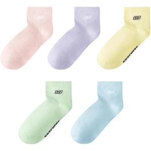 Женские носки щиколотки 5 пар Skechers, 5 pack (темно-красныйdish фиолетовый+bud желтый зеленый+baby синий+белый skin розовый+custard)