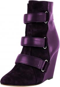 Женские ботильоны FOWT на танкетке с тройной пряжкой, заостренный носок, высокий каблук, молния сбоку, модная строчка, праздничная обувь, размер 4-16 США, Purple