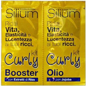 Curly Oil Booster и восстанавливающее средство для вьющихся волос с экстрактом жожоба и риса 2 пакетика 12 мл, Silium