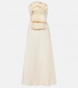 Платье макси из льна с декором Johanna Ortiz, экрю
