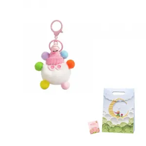 Мягкая игрушка-брелок Dango Otter Rabbit Fur, 8 см Jinnew, White+Shopping Bag+Greeting Card