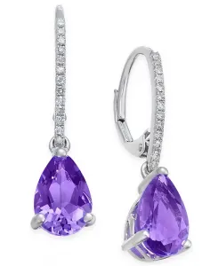 Серьги-Подвески с мистическим топазом (2-1/2 карата) и бриллиантами (1/10 карата) из 14-каратного золота (также из голубого топаза и аметиста) Macy'S, amethyst