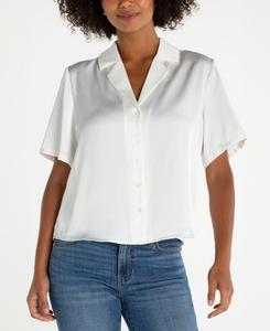 Женская атласная рубашка с коротким рукавом для походов Liverpool Los Angeles, Whipped Cream