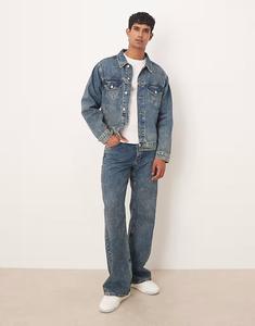 Джинсы-клеш, средне-синие с желтым оттенком Asos Design