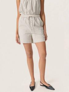 Хлопковые шорты Anvitte с завязками и полосками Soaked In Luxury, Beige/Black
