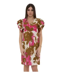 Мини-Платье с V-образным вырезом и воланами на рукавах Liu Jo, мультиколор