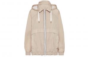 Облегченная застегивающаяся на молнию худи с кулиской Brunello Cucinelli, бежевый