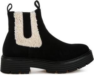 Ботильоны на толстой подошве London Rag Mothman с отделкой из искусственного меха, Black