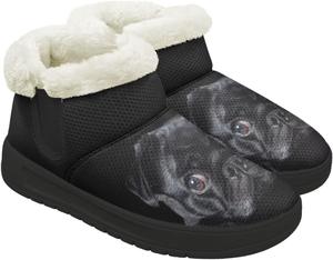 Зимние сапоги для женщин с утеплителем, комфортные, для дома и улицы, с нескользящей подошвой, меховой подкладкой и утолщенной подошвой Gdxynsmny, Cute Pug