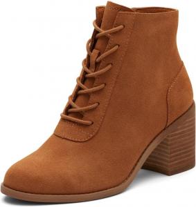 Женские ботильоны FOWT с округлым носком, массивным каблуком средней высоты, короткие ботильоны, шнуровка, боковая молния, повседневный образ, обувь, размер 37-44, Braun