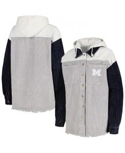 Женская серая потертая вельветовая куртка с капюшоном в винтажном стиле с эффектом потертости Michigan Wolverines Gameday Couture, серый