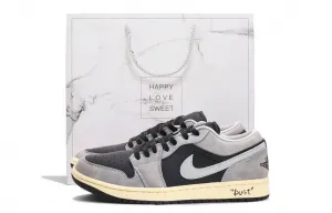 Jordan Air 1 устойчивые к истиранию кроссовки низкие классические баскетбольные unisex черный серый